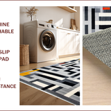 Ultra Soft Area Rug, Non Slip, Stain Resistant, Washable Area Rugs for Living Room, Bedroom, Elegant Neutral Geometric Arrangement(Gray)