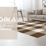 Ultra Soft Area Rug, Non Slip, Stain Resistant, Washable Area Rugs for Living Room, Bedroom, Rustic Earthy Checked Aesthetic(Brown)