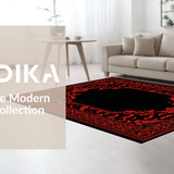 Ultra Soft Area Rug, Non Slip, Stain Resistant, Washable Area Rugs for Living Room, Bedroom, Bold Red and Black Theme(Black)