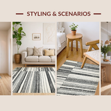 Ultra Soft Area Rug, Non Slip, Stain Resistant, Washable Area Rugs for Living Room, Bedroom, Stylish Black & White Carpet: Reversible Striped Area Rug(Black)