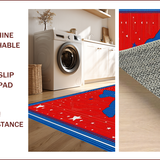 Ultra Soft Area Rug, Non Slip, Stain Resistant, Washable Area Rugs for Living Room, Bedroom, Rustic Multi-Colored State Outline(Red)