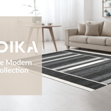 Ultra Soft Area Rug, Non Slip, Stain Resistant, Washable Area Rugs for Living Room, Bedroom, Chic Dual-Color Banded Floor Accent With Versatile Graphic Linear Motif(Gray)