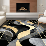 Ultra Soft Area Rug, Non Slip, Stain Resistant, Washable Area Rugs for Living Room, Bedroom, Rustic Minimalist Grayscale Theme(Black)