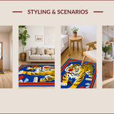 Ultra Soft Area Rug, Non Slip, Stain Resistant, Washable Area Rugs for Living Room, Bedroom, Vibrant Tribal Animal Motif(Blue)