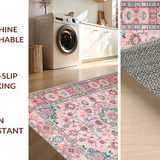Ultra Soft Area Rug, Non Slip, Stain Resistant, Washable Area Rugs for Living Room, Bedroom, Elegant Medallion Rose Palette(Pink)
