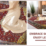 Ultra Soft Area Rug, Non Slip, Stain Resistant, Washable Area Rugs for Living Room, Bedroom, Cozy Cream and Red Tiled Motif(Red)