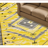 Ultra Soft Area Rug, Non Slip, Stain Resistant, Washable Area Rugs for Living Room, Bedroom, Tribal Yellow Diamond Motif(Yellow)