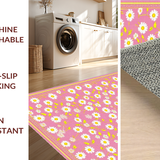 Ultra Soft Area Rug, Non Slip, Stain Resistant, Washable Area Rugs for Living Room, Bedroom, Rustic Earthy Blossom Touch(Pink)