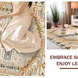 Ultra Soft Area Rug, Non Slip, Stain Resistant, Washable Area Rugs for Living Room, Bedroom, Sophisticated Abstract Earth Tone(Beige)