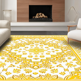 Ultra Soft Area Rug, Non Slip, Stain Resistant, Washable Area Rugs for Living Room, Bedroom, Artistic Tiled Floral Motif(Yellow)