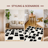 Ultra Soft Area Rug, Non Slip, Stain Resistant, Washable Area Rugs for Living Room, Bedroom, Bold Geometric Contrast Theme(Beige)