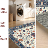 Ultra Soft Area Rug, Non Slip, Stain Resistant, Washable Area Rugs for Living Room, Bedroom, Transitional Vintage Floral Elegance(White)