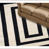 Ultra Soft Area Rug, Non Slip, Stain Resistant, Washable Area Rugs for Living Room, Bedroom, Rustic Neutral Geometric Composition(Black)