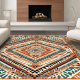 Ultra Soft Area Rug, Non Slip, Stain Resistant, Washable Area Rugs for Living Room, Bedroom, Chic Colorful Diamond Arrangement(Orange)