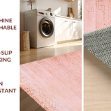 Ultra Soft Area Rug, Non Slip, Stain Resistant, Washable Area Rugs for Living Room, Bedroom, Chic Contemporary Tassel Accent Mat(Pink)