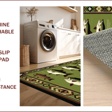 Ultra Soft Area Rug, Non Slip, Stain Resistant, Washable Area Rugs for Living Room, Bedroom, Vintage Fishing Scene Aesthetic(Green)