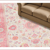 Ultra Soft Area Rug, Non Slip, Stain Resistant, Washable Area Rugs for Living Room, Bedroom, Chic Blush Pink Floral Motif(Pink)