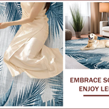 Ultra Soft Area Rug, Non Slip, Stain Resistant, Washable Area Rugs for Living Room, Bedroom, Tropical Leaf Vintage Elegance(Blue)