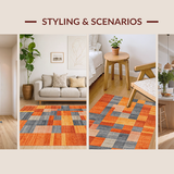 Ultra Soft Area Rug, Non Slip, Stain Resistant, Washable Area Rugs for Living Room, Bedroom, Sophisticated Abstract Linear Elements(Orange)