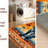 Ultra Soft Area Rug, Non Slip, Stain Resistant, Washable Area Rugs for Living Room, Bedroom, Stylish Tribal Patterned Accent(Orange)