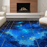 Ultra Soft Area Rug, Non Slip, Stain Resistant, Washable Area Rugs for Living Room, Bedroom, Whimsical Starlit Patterned Appeal(Blue)