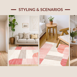 Ultra Soft Area Rug, Non Slip, Stain Resistant, Washable Area Rugs for Living Room, Bedroom, Vibrant Dual-Tone Artistic Arrangement(Red)