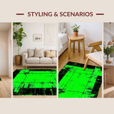 Contemporary Green Black Checkerboard Motif(Green)