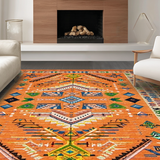 Ultra Soft Area Rug, Non Slip, Stain Resistant, Washable Area Rugs for Living Room, Bedroom, Bold Oceanic Wave Motif(Orange)