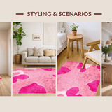 Ultra Soft Area Rug, Non Slip, Stain Resistant, Washable Area Rugs for Living Room, Bedroom, Elegant Soft Dreamy Atmosphere(Pink)