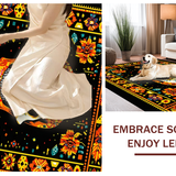 Ultra Soft Area Rug, Non Slip, Stain Resistant, Washable Area Rugs for Living Room, Bedroom, Eclectic Round Ethnic Textile(Orange)