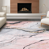 Ultra Soft Area Rug, Non Slip, Stain Resistant, Washable Area Rugs for Living Room, Bedroom, Sophisticated Abstract Geometry in Pastels(Pink)
