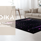 Ultra Soft Area Rug, Non Slip, Stain Resistant, Washable Area Rugs for Living Room, Bedroom, Fun Glittery Nebula Inspired Look(Black)