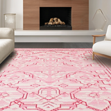 Ultra Soft Area Rug, Non Slip, Stain Resistant, Washable Area Rugs for Living Room, Bedroom, Sleek Minimalist Design in Light Shades(Pink)