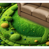 Ultra Soft Area Rug, Non Slip, Stain Resistant, Washable Area Rugs for Living Room, Bedroom, Circular Earth Motif Kids Room Carpet(Green)