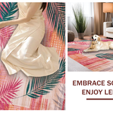 Ultra Soft Area Rug, Non Slip, Stain Resistant, Washable Area Rugs for Living Room, Bedroom, Tropical Tribal Ethnic Motif(Pink)