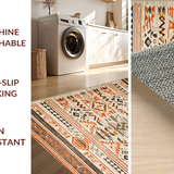 Ultra Soft Area Rug, Non Slip, Stain Resistant, Washable Area Rugs for Living Room, Bedroom, Chic Vintage Diamond Layout(Brown)