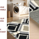 Ultra Soft Area Rug, Non Slip, Stain Resistant, Washable Area Rugs for Living Room, Bedroom, Elegant Neutral Geometric Look(Black)