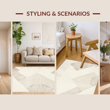 Ultra Soft Area Rug, Non Slip, Stain Resistant, Washable Area Rugs for Living Room, Bedroom, Rustic Textured Cream Elegance(Beige)