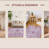Ultra Soft Area Rug, Non Slip, Stain Resistant, Washable Area Rugs for Living Room, Bedroom, Charming Soft-Toned Floral Motif(Gray)