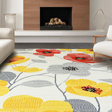 Ultra Soft Area Rug, Non Slip, Stain Resistant, Washable Area Rugs for Living Room, Bedroom, Contemporary Flower Pattern Fusion(Red)