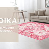 Elegant Low Pile Flower Motif(Pink)