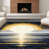 Ultra Soft Area Rug, Non Slip, Stain Resistant, Washable Area Rugs for Living Room, Bedroom, Whimsical Black Sunshine Pattern(Gold)