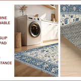 Ultra Soft Area Rug, Non Slip, Stain Resistant, Washable Area Rugs for Living Room, Bedroom, Elegant Soft Patterned Motif(Ivory)