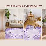 Ultra Soft Area Rug, Non Slip, Stain Resistant, Washable Area Rugs for Living Room, Bedroom, Eclectic Boho Leafy Patterns(Purple)