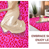 Ultra Soft Area Rug, Non Slip, Stain Resistant, Washable Area Rugs for Living Room, Bedroom, Playful Cartoonish Cheetah Aesthetic(Pink)