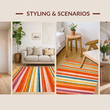 Ultra Soft Area Rug, Non Slip, Stain Resistant, Washable Area Rugs for Living Room, Bedroom, Cozy Tiled Design with Bright Accents(Orange)