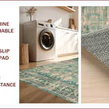 Ultra Soft Area Rug, Non Slip, Stain Resistant, Washable Area Rugs for Living Room, Bedroom, Rustic Geometric Soft Textures(Green)