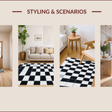 Ultra Soft Area Rug, Non Slip, Stain Resistant, Washable Area Rugs for Living Room, Bedroom, Vintage Checkerboard Living Room Area Rug(Black)