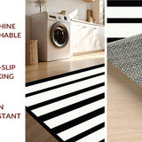 Ultra Soft Area Rug, Non Slip, Stain Resistant, Washable Area Rugs for Living Room, Bedroom, Warm Layered Striped Farmhouse Look(Black)