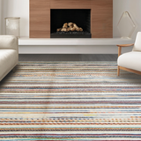 Ultra Soft Area Rug, Non Slip, Stain Resistant, Washable Area Rugs for Living Room, Bedroom, Inviting Warm Toned Stripe Composition(Orange)